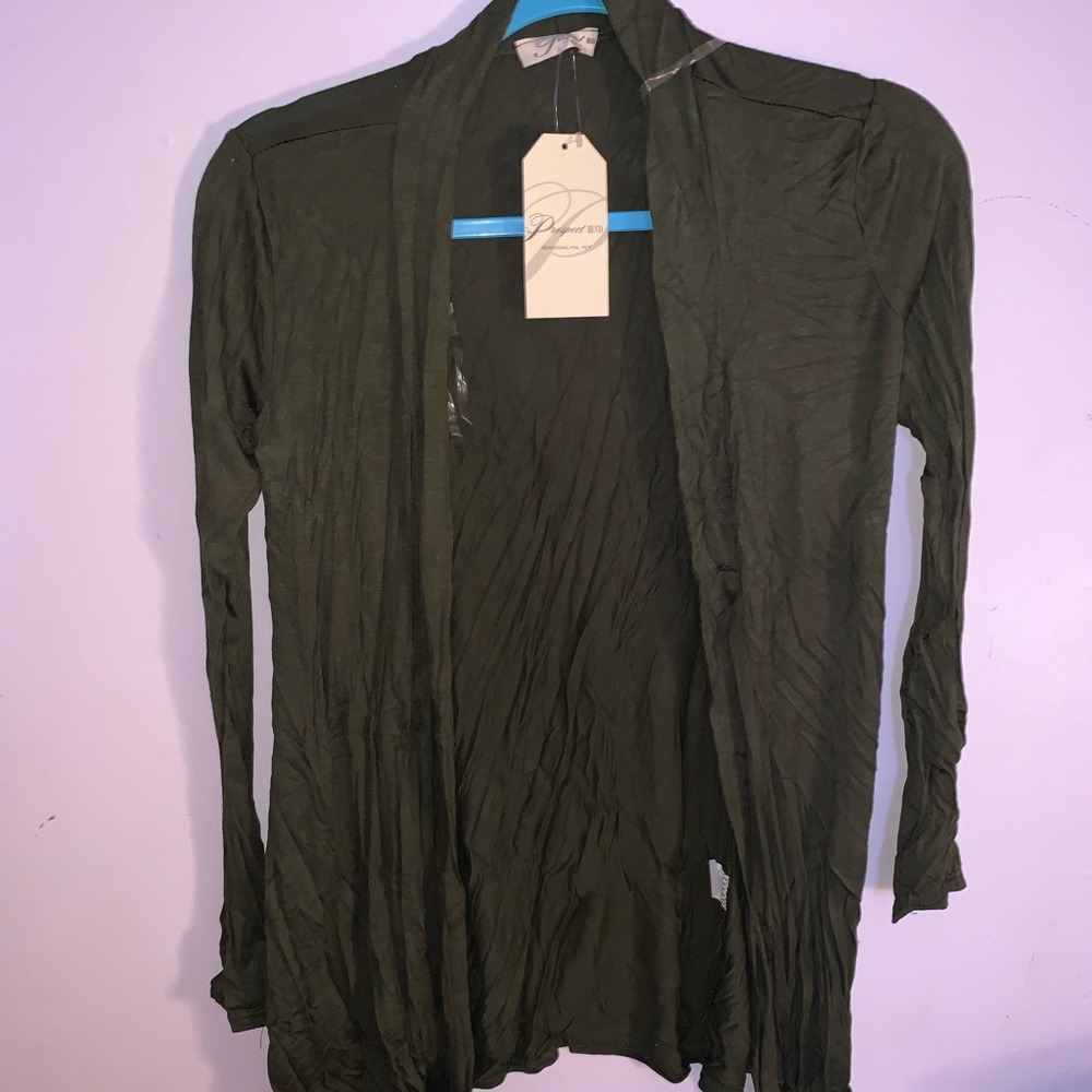Army Green Open Long Sleeve Cardigan